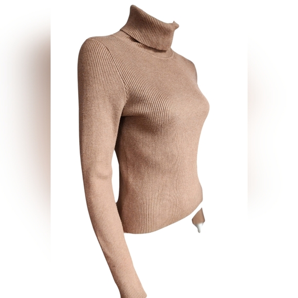 LINE knitwear Tan Viscose Turtleneck Large 8/10 - Picture 1 of 9